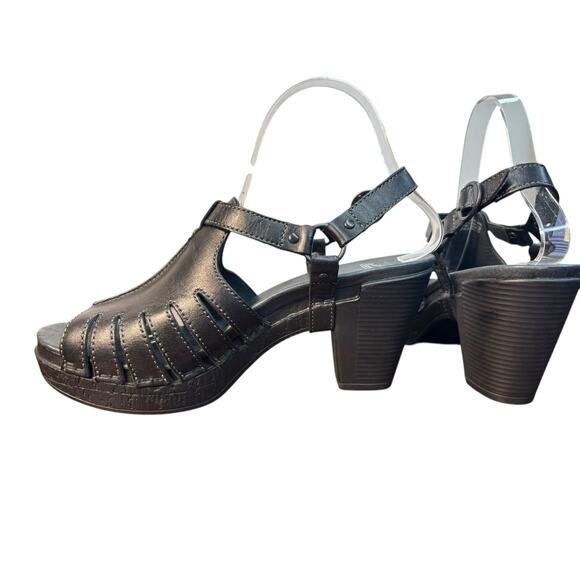 Dansko Randa Black Leather Slingback Heels Clogs Open Toe 39 - Picture 6 of 7